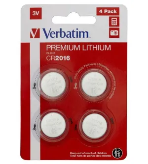 PAQUETE 4 PILAS BOTON VERBATIM CR2016 3V PREMIUM 49531