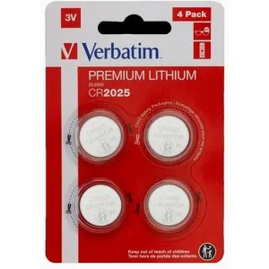 PAQUETE 4 PILAS BOTON VERBATIM CR2025 3V PREMIUM 49532