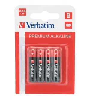 PAQUETE 4 PILAS ALCALINAS VERBATIM AAA LR03 1,5V 