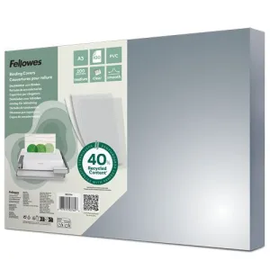 Pack 100 Tapas Encuadernar Fellowes A3 Transparente 200 Micras 53764