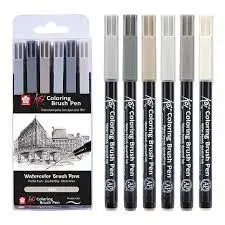 Pack 6 Rotuladores Brush Sakura Koi Grises Xbr6A