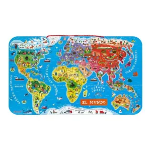Puzzle Magnético Atlas Mundial en Español 92 Piezas de Madera Janod J05503
