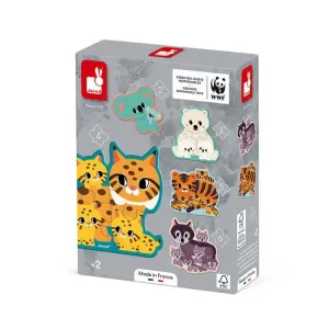 Pack 5 Puzzles Janod 20 Piezas Animales Salvajes y Sus Crias J08625