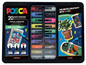 Estuche de Metal con 20 Rotuladores Posca Pop Colours Colores Surtidos 302422187