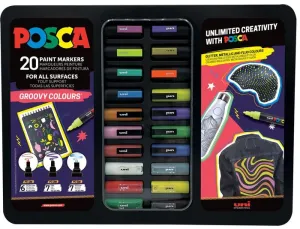Estuche de Metal con 20 Rotuladores Posca Groovy Colours Colores Surtidos 302422188