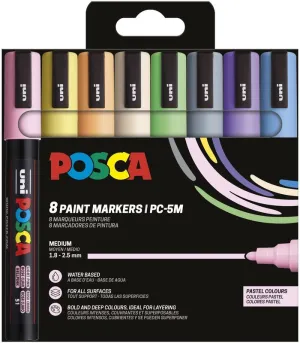 Estuche de Carton con 8 Rotuladores Posca Pc-5M Colores Surtidos Pastel 302422329
