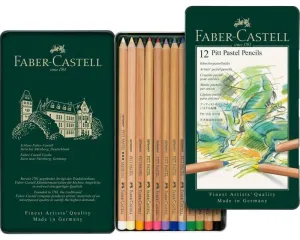 ESTUCHE DE METAL CON 12 LÁPICES PASTEL PITT FABER CASTELL 112112