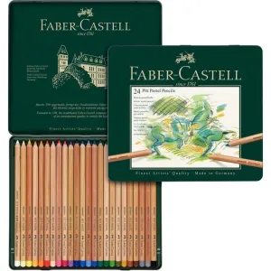 ESTUCHE DE METAL CON 24 LÁPICES PASTEL PITT FABER CASTELL 112124