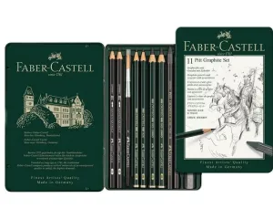 Estuche de Metal con 11 Piezas Pitt Grafito Faber Castell 112972