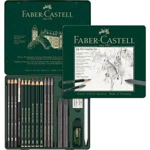 Estuche de Metal con 19 Piezas Pitt Grafito Faber Castell 112973