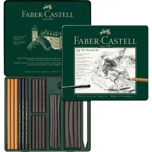 ESTUCHE DE METAL CON 24 PIEZAS PITT CARBÓN FABER CASTELL 112978