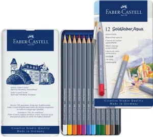 ESTUCHE DE METAL CON 12 LÁPICES ACUARELABLES GOLDFABER AQUA FABER CASTELL 114612