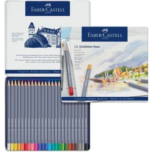ESTUCHE DE METAL CON 24 LÁPICES ACUARELABLES GOLDFABER AQUA FABER CASTELL 114624