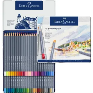 ESTUCHE DE METAL CON 48 LÁPICES ACUARELABLES GOLDFABER AQUA FABER CASTELL 114648