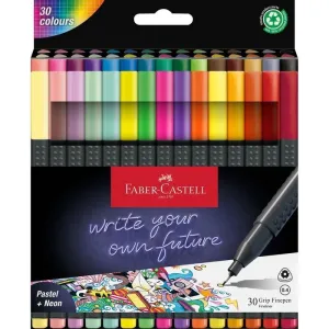 Estuche de Carton con 30 Rotuladores Faber Castell Grip Finepen 151630