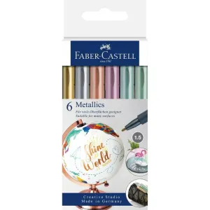Estuche de Carton con 6 Rotuladores Faber Castell Marker Metalizados 160706