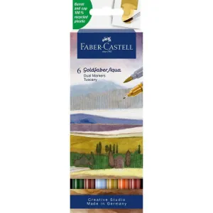 Estuche de Carton con 6 Rotuladores Faber Castell Aqua Doble Punta Tuscany 164521