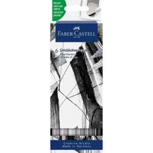 Estuche de Carton con 6 Rotuladores Faber Castell Aqua Doble Punta Grises 164522