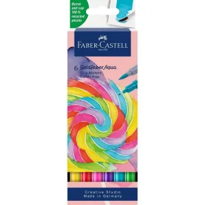 Estuche de Carton con 6 Rotuladores Faber Castell Aqua Doble Punta Candy 164528