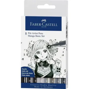 Estuche de Carton con 8 Rotuladores Faber Castell Pitt Brush Manga 167107