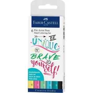 Estuche de Carton con 6 Rotuladores Faber Castell Pitt Artist Pen Lettering Colores Pasteles 267116