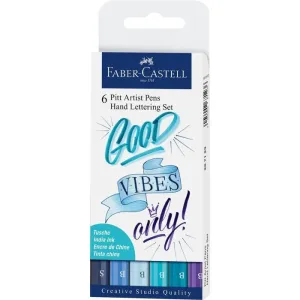 Estuche de Carton con 6 Rotuladores Faber Castell Pitt Artist Pen Lettering Azules 267123