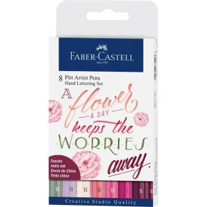 Estuche de Carton con 8 Rotuladores Faber Castell Pitt Artist Pen Lettering Rosas 267124