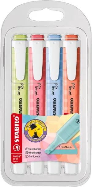 Pack 4 Marcadores Fluorescente Stabilo Swing Cool Pastel 275/4-08-1