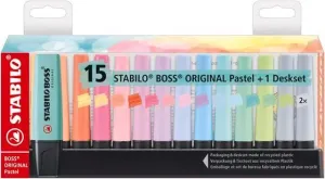 Pack 15 Marcadores Fluorescente Stabilo Boss Pastel 7015-02-5