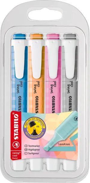 Pack 4 Marcadores Fluorescente Stabilo Swing Cool Pastel 275/4-08-2