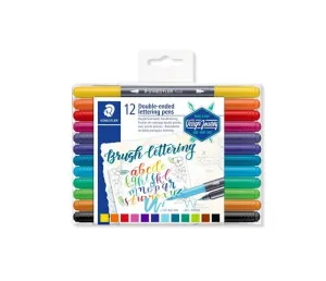 Pack 12 Rotuladores Staedtler Doble Punta Fina y Brush 3004 Tb12