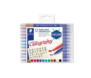 Pack 12 Rotuladores Staedtler Calligraphy Doble Punta Fina y Gruesa 3005 Tb12
