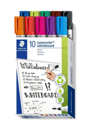 Pack 10 Rotuladores Pizarra Blanca Staedltler Colores Surtidos 351-B10