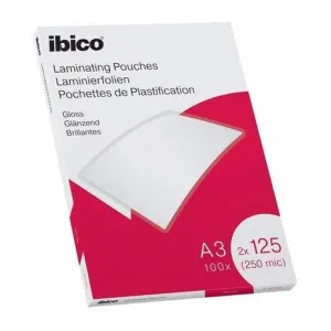 PAQUETE 100 FUNDAS DE PLASTIFICAR IBICO A3 627321 125 MICRAS