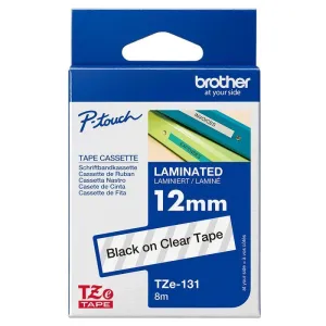 Cinta Brother 12Mmx8M Negro Sobre Transparente Tze131
