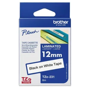 Cinta Brother 12Mmx8M Negro Sobre Blanco Tze231