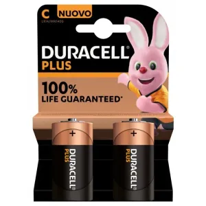 PAQUETE 2 PILAS ALCALINAS DURACEL PLUS POWER L2 CLR14 1,5V