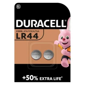 PAQUETE 2 PILAS BOTON DURACELL ALCALINA LR44 A76/V13GA