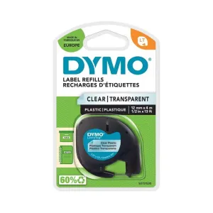 Cinta Dymo Lt Plastico Texto Negro en Etiqueta Transparente Dymo 12Mmx4M S0721530