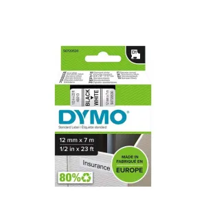 Cinta Dymo D1 Texto Negro en Etiqueta Blanca 12Mmx7M S0720530