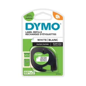 Cinta Dymo Lt Papel Texto Negro en Etiqueta Blanca 12Mmx4M S0721510