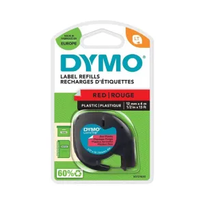 Cinta Dymo Lt Plastico Texto Negro en Etiqueta Roja 12Mmx4M S0721630