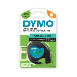 Cinta Dymo Lt Plastico Texto Negro en Etiqueta Verde 12Mmx4M S0721640
