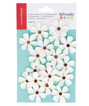 Pack 18 Flores de Papel con Abalorio Blancas Lollipop Artemio 11060397