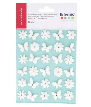 Flores y Mariposas de Papel Blancas Artemio 11060399