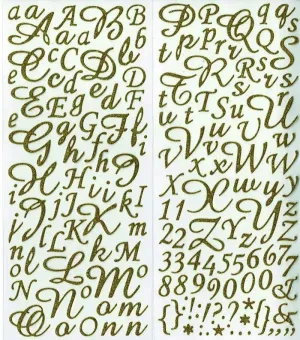 Stickers de Purpurina Oro Artemio Abecedario Mayusculas y Minusculas + Numeros 11004050