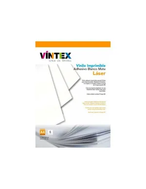 Pack 6 Vinilos Vintex Adhesivo Imprimible Waterproof A4 Blanco Mate Laser Vin-Adh-Ibm-L