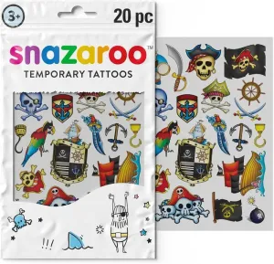 Paquete 20 Tatuajes Temporales Snazaroo Piratas 1198313