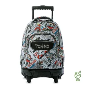 Mochila Junior con Carro Totto Trolley Renglones Ramen Ma03Eco006 2526P 0G8