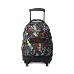 Mochila Junior con Carro Totto Trolley Renglones Rally Red Ma03Eco006 2616P 0Rn